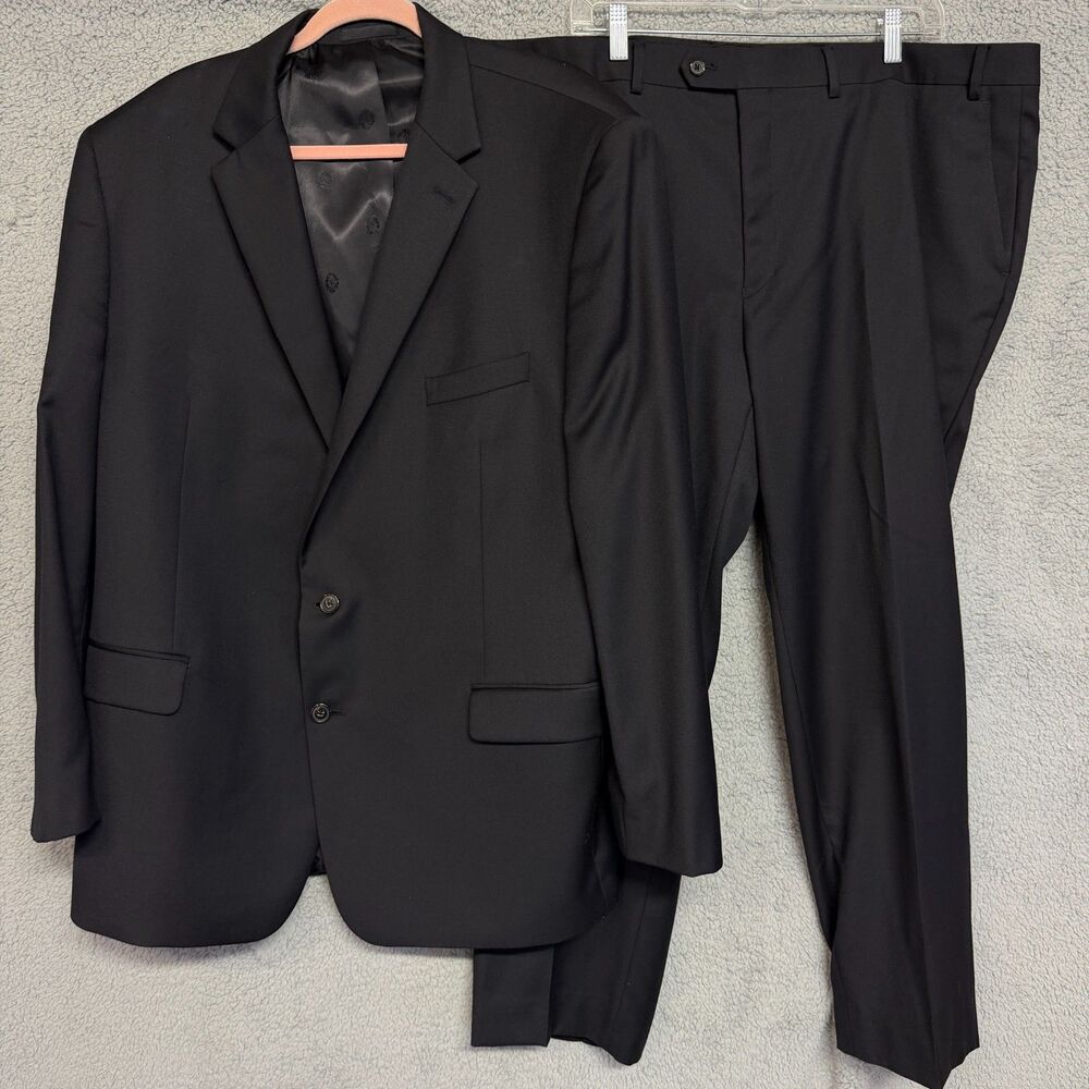 RALPH LAUREN Wool Blend Suit Mens 50L Pants 40x30 Black Two Piece Black Label